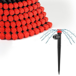 image:imageMIXC 60pcs QuickConnect Drip Irrigation Emitters for 14 Drip Irrigation Tubing  Adjustable PushtoConnect 360 Drip Emitters Stream on 6 Sturdy Stake for Irrigation System60PCS Drip Irrigation Stream Emitters