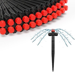 image:imageMIXC 60pcs QuickConnect Drip Irrigation Emitters for 14 Drip Irrigation Tubing  Adjustable PushtoConnect 360 Drip Emitters Stream on 6 Sturdy Stake for Irrigation System20PCS TwoWay Drip Irrigation Stream Emitters