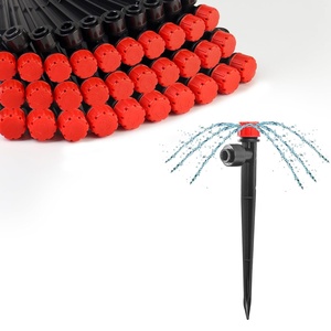image:imageMIXC 60pcs QuickConnect Drip Irrigation Emitters for 14 Drip Irrigation Tubing  Adjustable PushtoConnect 360 Drip Emitters Stream on 6 Sturdy Stake for Irrigation System30PCS Drip Irrigation Stream Emitters