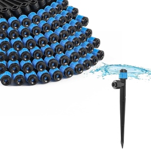 image:imageMIXC 60pcs QuickConnect Drip Irrigation Emitters for 14 Drip Irrigation Tubing  Adjustable PushtoConnect 360 Drip Emitters Stream on 6 Sturdy Stake for Irrigation System60PCS Drip Irrigation Vortex Emitters